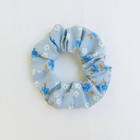Blue Scrunchies -Set of 3 - Pony Tail - Upcycled - Handmade - FREE W/ PURCHASE   - Picture 4 of 10